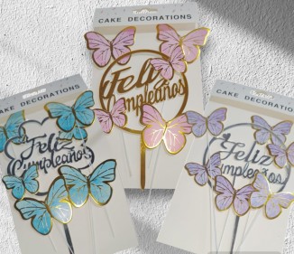 Topper circular mariposa x 4u.