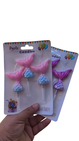 Velas Cola sirena(3u) x 4 paq