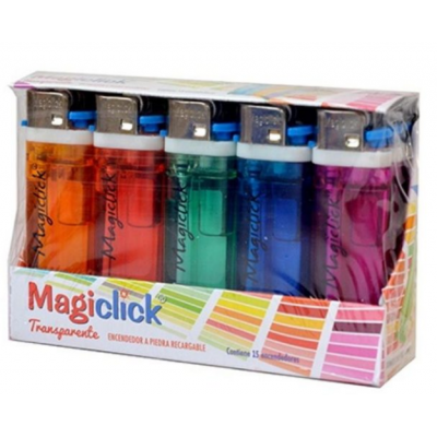 ENCENDEDORES TRANSPARENTES MAGICLICK X 15 U.
