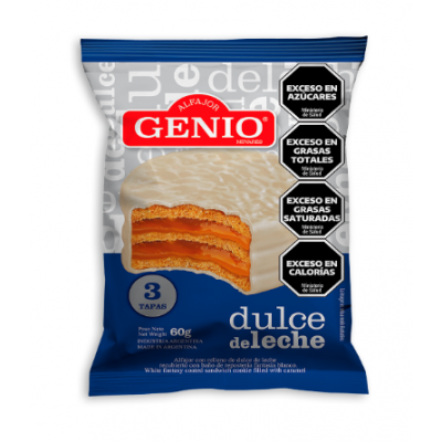 ALFAJOR GENIO 3 TAPAS BLANCO X 24 UNID