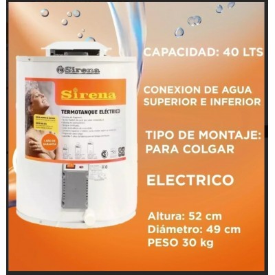 TERMO ELÉCTRICO SIRENA 40L