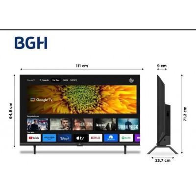 Smart TV de 50" BGH Google Tv B5023US6G con pantalla LED 4K