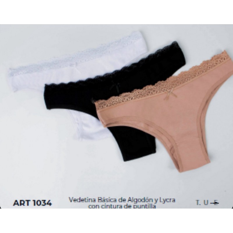 12 Vedetinas Algodón y Lycra C/ puntilla