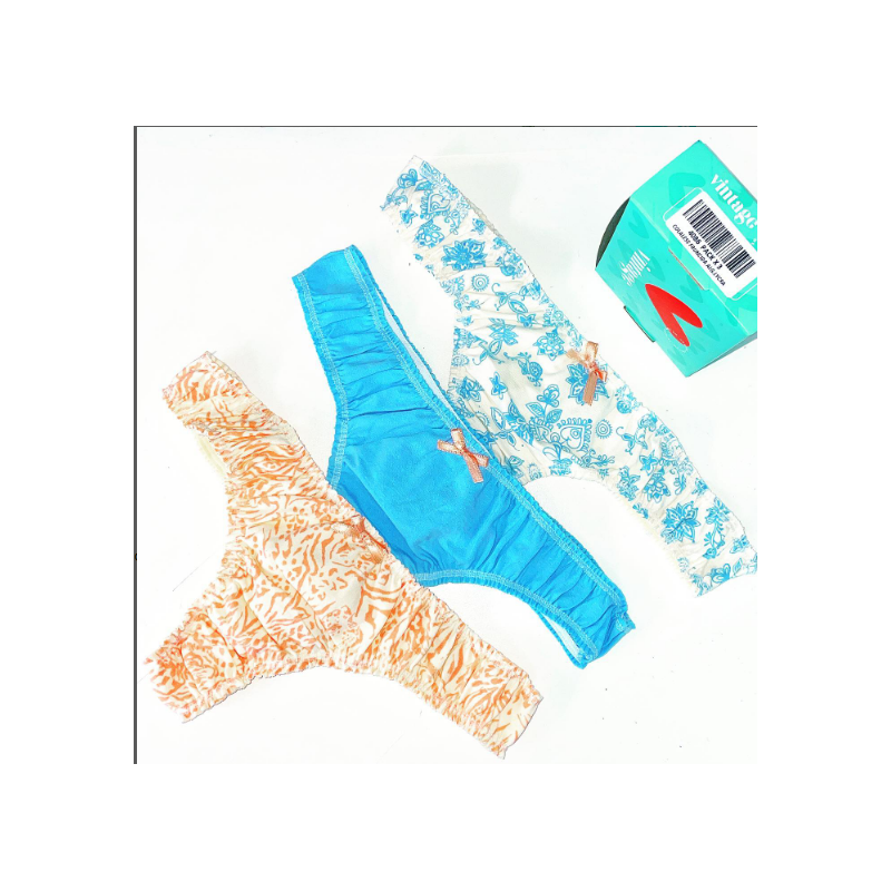 VINTAGE Pack X3 Less C/ FRUNCE de Algodón y Lycra