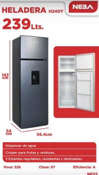 Heladera Neba con dispenser 239l