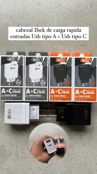 Cabezal carga rapida Ibek doble entrada usb (Usb A + Usb C)