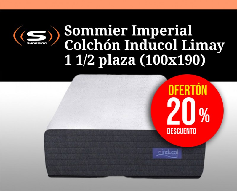 Sommier Imperial Colchón Inducol Limay 1 1/2 plaza (100x190)